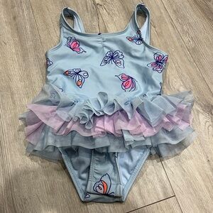 Cat & Jack Light Blue Butterfly Print Ruffle Tutu Swimsuit
